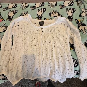 Pure White Women's Crochet Sweater